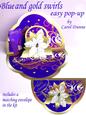 Blue and Gold Swirls with Poinsettia Easy Pop-up