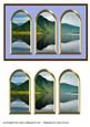 Three Arches Card - Mountain Reflections -blue