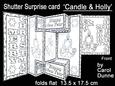Shutter Surprise Card - Candles & Holly to Colour