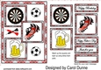 Three squares- Darts, beer & football (Red)