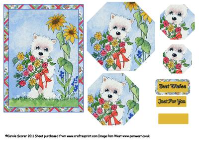 Westie with Flowers Octagon