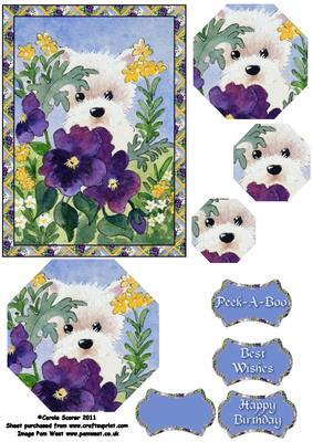 Westie with Pansies Octagon Stacker