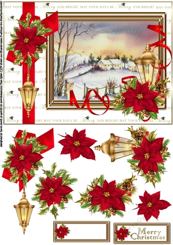 Cottages in the snow decoupage