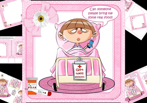 8x8 Get well soon with hospital food female pink mini kit