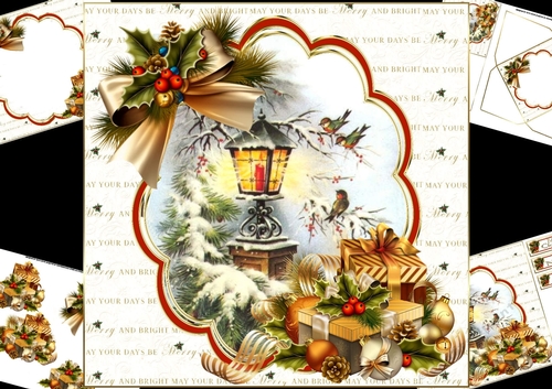 8x8 Vintage Christmas scene 1 mini kit