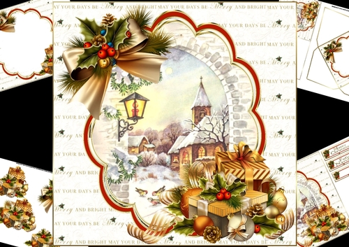 8x8 Vintage Christmas scene 2 mini kit