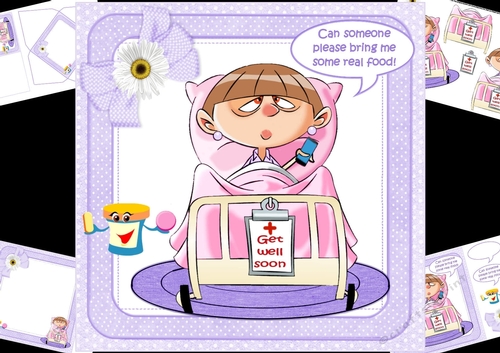 8x8 Get well soon with hospital food female purple mini kit
