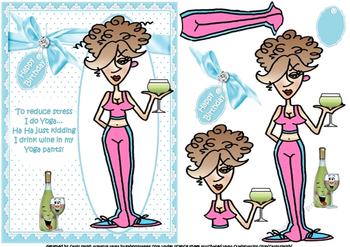 Rita wine and yoga decoupage