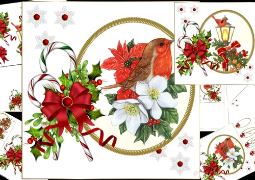 8x8 Christmas robin choice of 2 scenes mini kit
