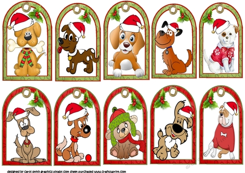 set of ten dog Christmas gift tags