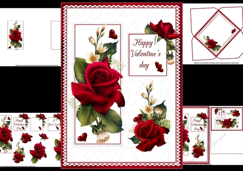 Happy Valentines day roses and lace mini kit