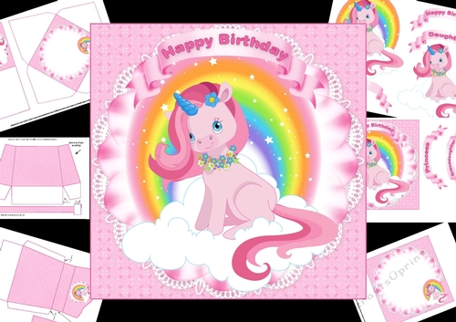 7x7 Magical unicorn birthday girl mini kit