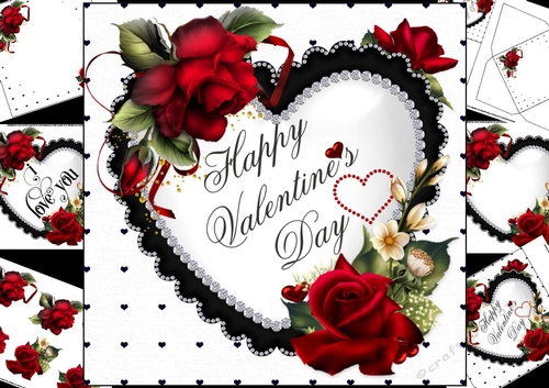 8x8 Diamond heart with roses for my Valentine mini kit