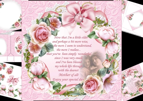 8x8 Floral ribbon frame with roses for mother mini kit