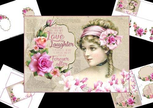 Vintage lady with verse mini kit