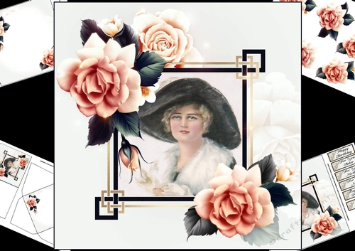 8x8 Art deco elegance with roses 2 mini kit