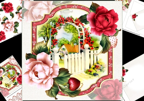 8x8 Country cottage with roses 1 mini kit