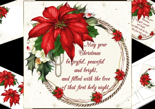 8x8 Christmas verse with beautiful poinsettia mini kit