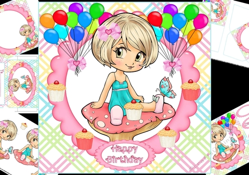 8x8 Sweet cupcake birthday mini kit