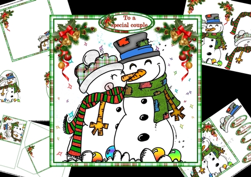 7x7 Snow couple Christmas mini kit