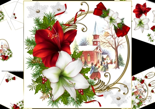 8x8 Christmas church with Amaryllis mini kit 