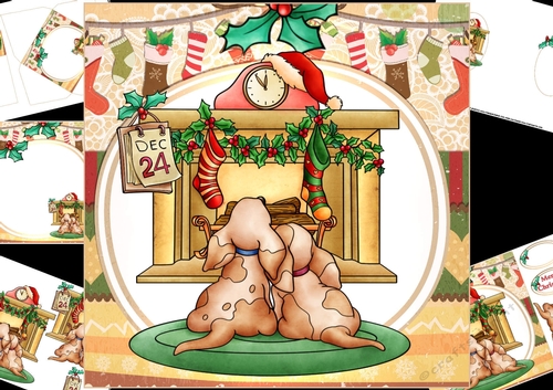 8x8 Puppies waiting for Santa mini kit