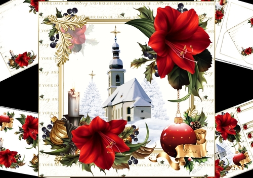 8x8 The Christmas candle with snowy church mini kit