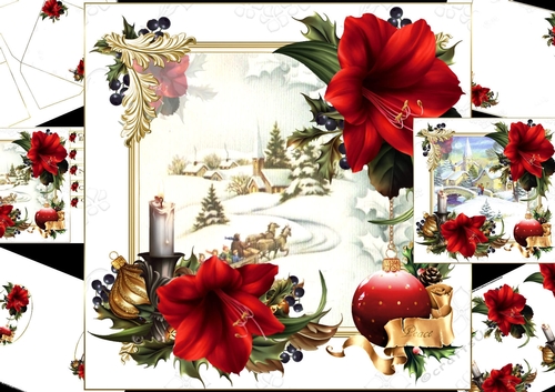 8x8 The Christmas candle with snowy village scene choice of two scenes mini kit