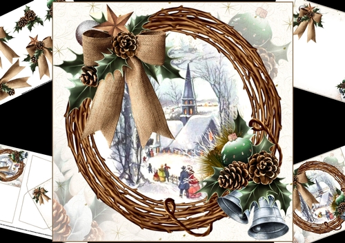 8x8 Rustic Christmas Church scene mini kit