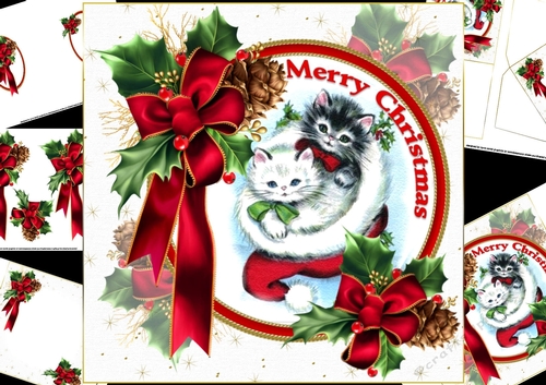 8x8 Christmas kittens scene mini kit