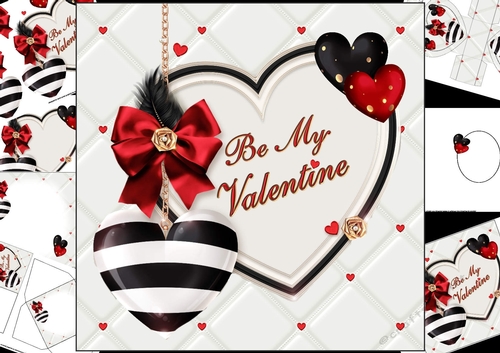 8x8 black and white Valentine mini kit
