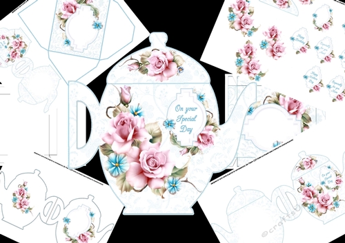 Tea pot shaped topper birthday/mothers day mini kit