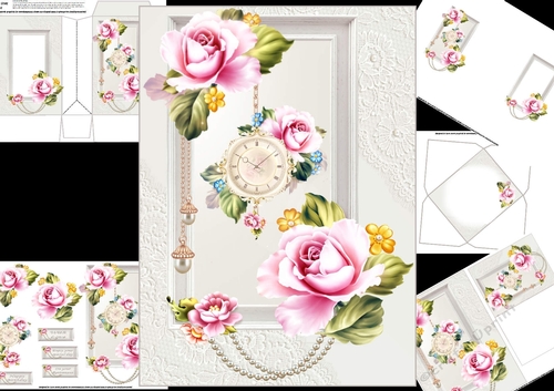 Shabby chic roses and lace mini kit