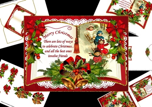 Open book Vintage sleigh ride with friends mini kit