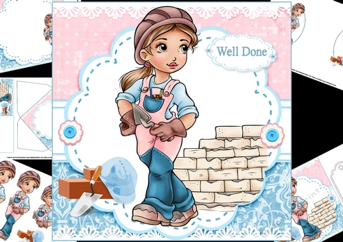 8x8 bricklayer girl well done/birthday mini kit