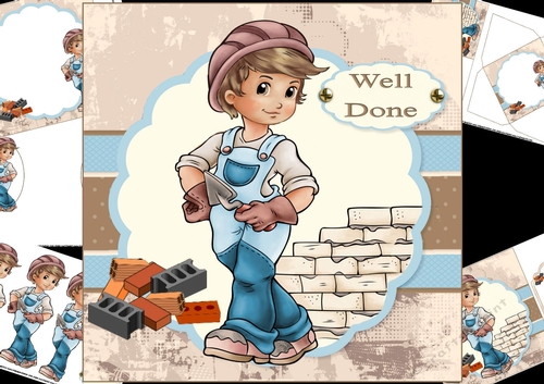 8x8 bricklayer boy well done/birthday mini kit