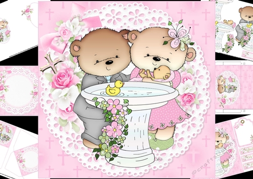 8x8 Baby girl christening/baptism mini kit