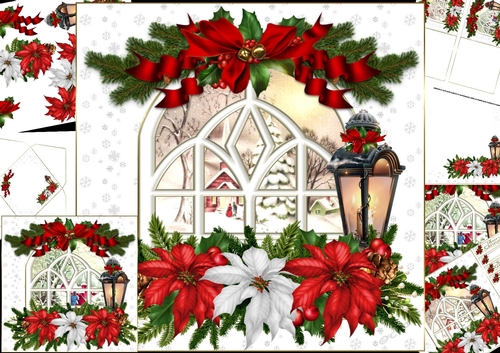8x8 Christmas church through the window choice of scenes mini kit