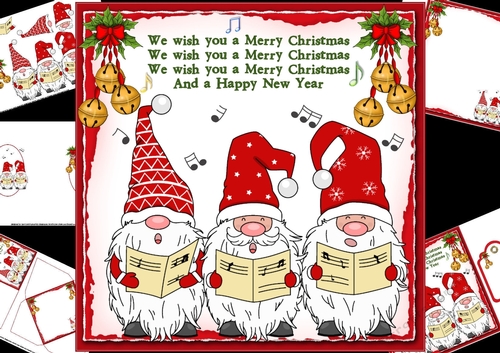 8x8 Christmas gnome choir mini kit