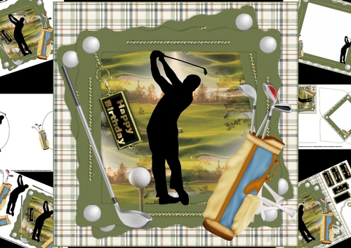 8x8 He loves his golf birthday/fathers day mini kit