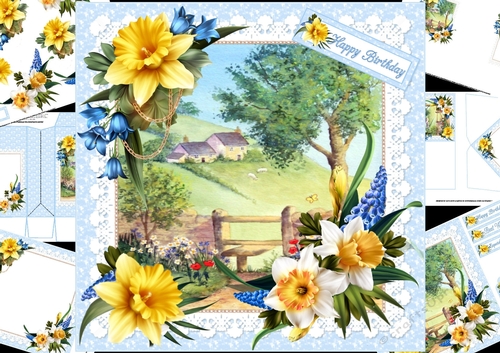 8x8 Dance of the daffodils on the farm mini kit