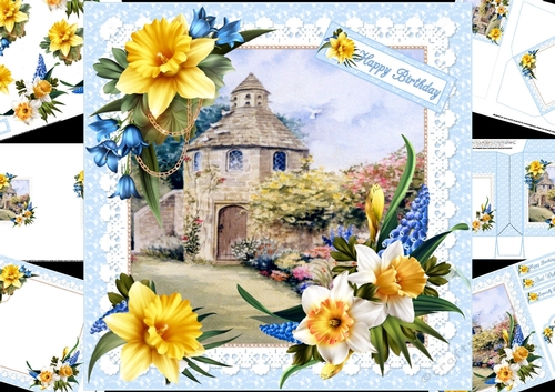 8x8 Dance of the daffodils with oust house mini kit