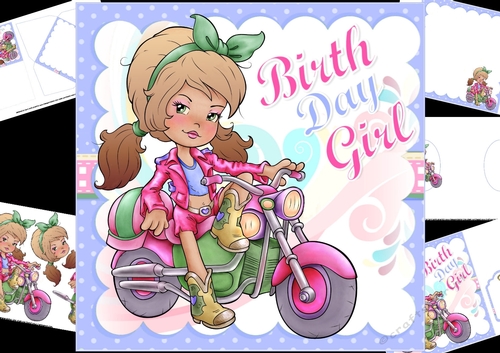 8x8 Birthday girl biker mini kit