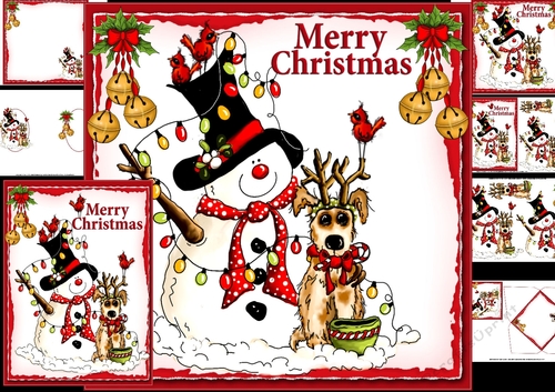 Christmas snowman and pup 8x8 & A5 mini kit