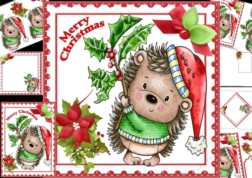 Hedgehog Christmas wishes 8x8 & A5 mini kit