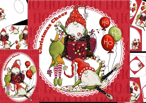 HO HO HO Christmas cheer Gnome 2 8x8 & A5 mini kit