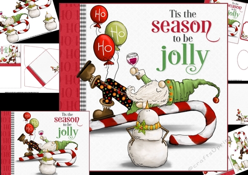 HO HO HO Christmas cheer Gnome 3 8x8 & A5 mini kit