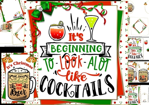 Cocktails and beer Christmas 8x8 & A5 mini kit