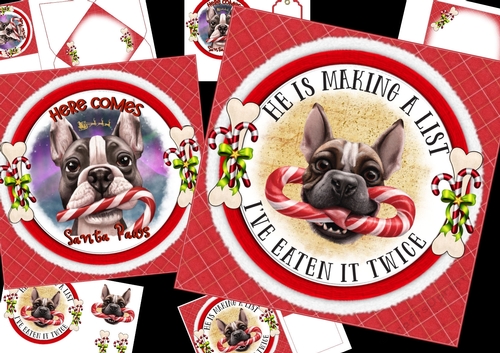7x7 Christmas dogs choice of two mini kit