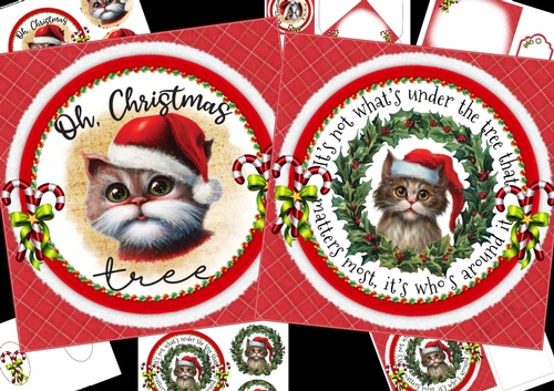 7x7 Christmas cats choice of two mini kit